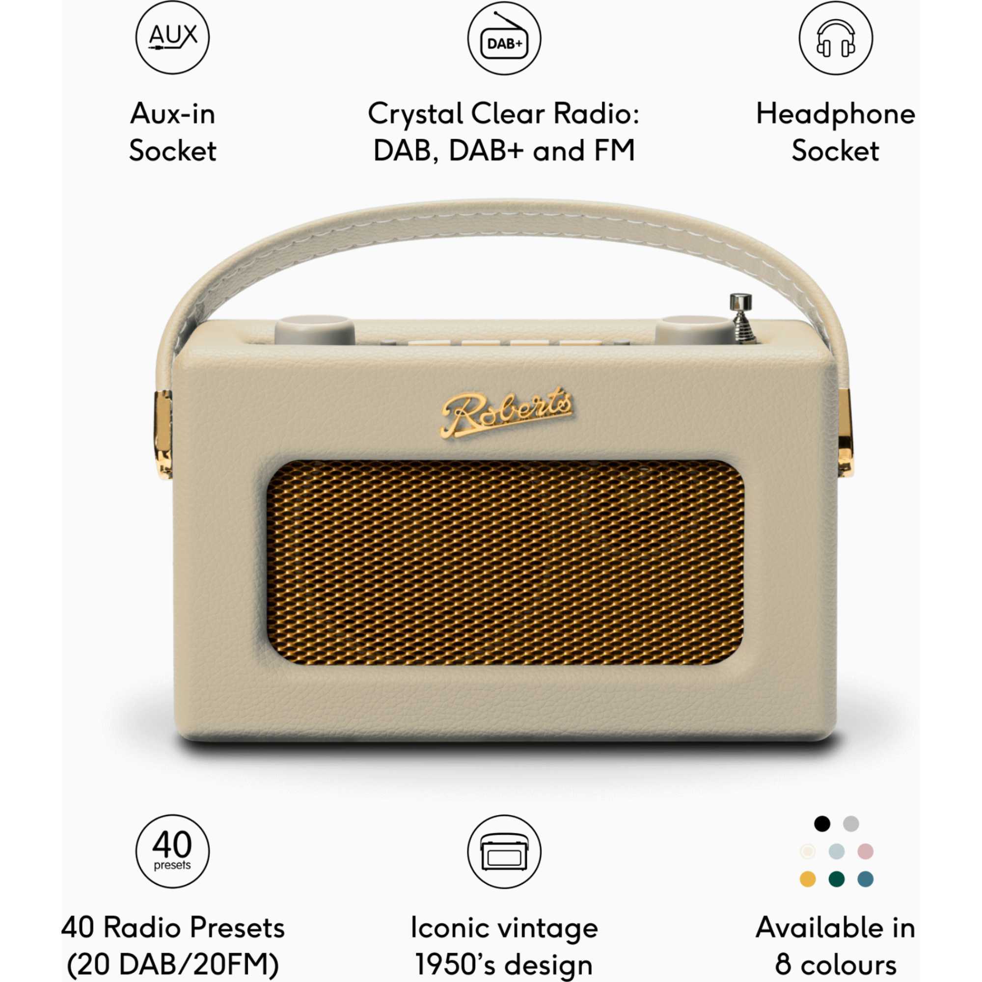 Roberts Revival Uno BT DAB/DAB+/FM Radio - Pastel Cream